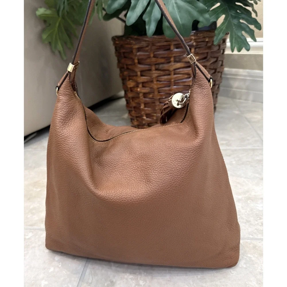 Michael Kors Slouch Purse Shoulder‎ Bag Tassel Brown Leather Hobo Boho Festival